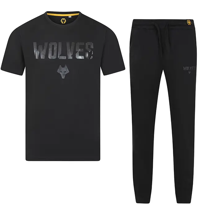 Wolverhampton Wanderers Store | Shop Official Graphic Print Long Pyjama Set – Black Wolves Gear